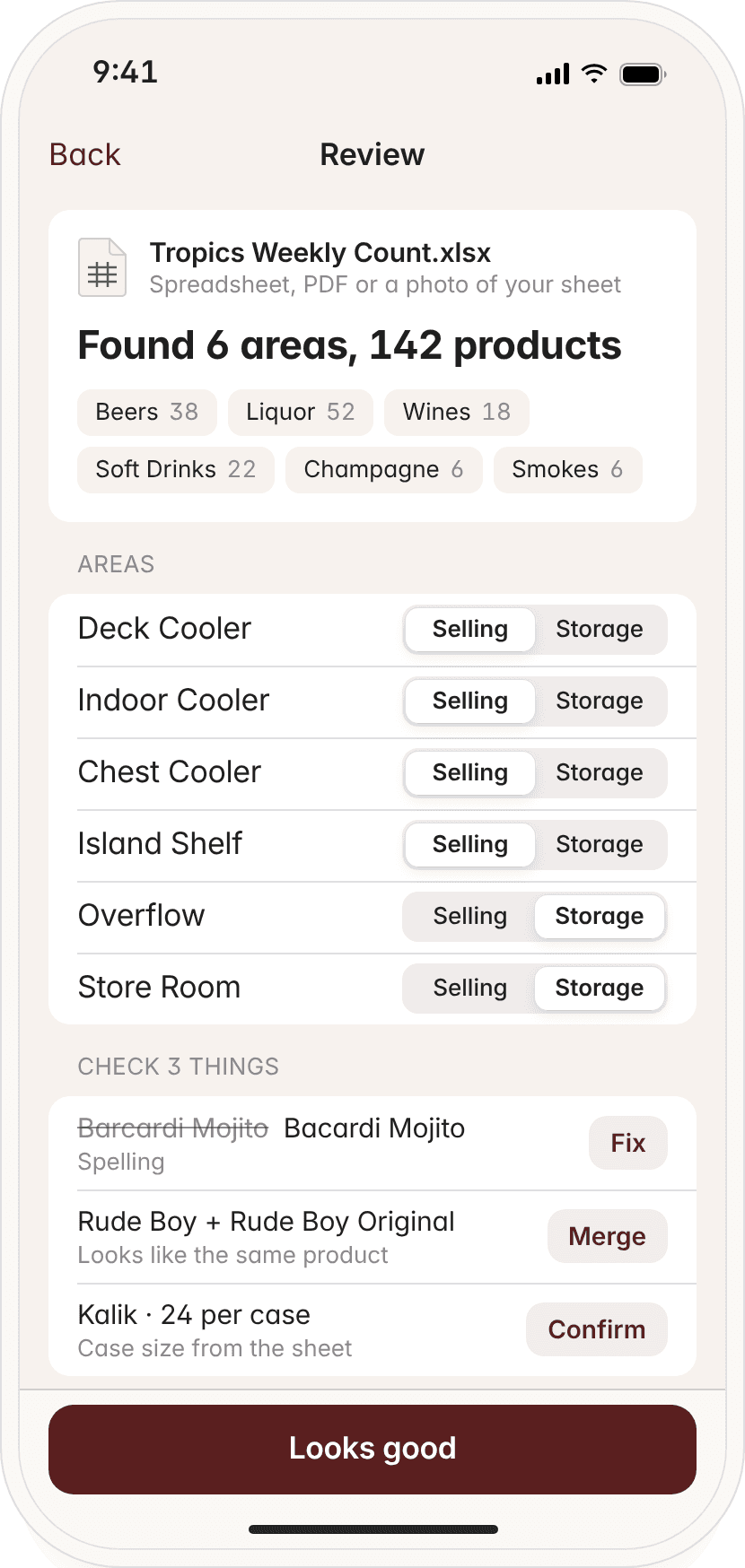 Setting up konto. from an existing spreadsheet
