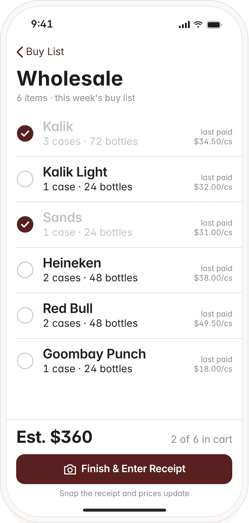Store shopping mode with items to pick up